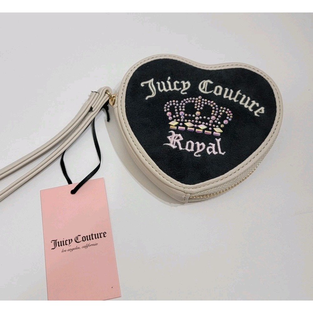 NEW! Juicy Couture Juicy Kingdom Heart CROWN ROYAL Rhinestones Zip Wristlet